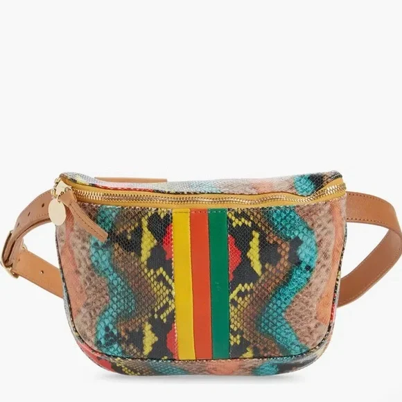 Clare V Snake Embossed Leather Belt Bag - Picture 2 of 12